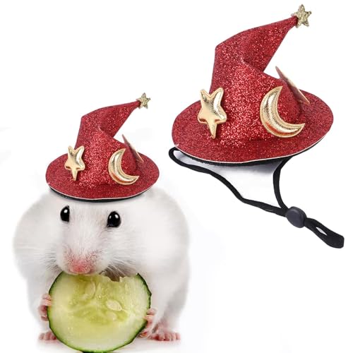 Hamsterhut, niedlicher Haustierhut mit verstellbarem elastischem Kinnriemen, Haustierhut, Eichhörnchen-Dekor, Reptilien-Zubehör, Hamsterhut für Haustiere, kleine Haustiere, Hexenhut für Halloween, von Dreuhuing