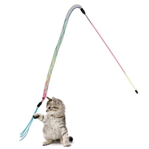 Katzenstabspielzeug, Federstab Cat Toy, Interaktive Spielzeug für Katze, Katzenfeder Teaser, Federn Zauberstab Katzenfischereisen, Katzenspielzeug Interaktiver Feder Teaser für Kätzchen Spaß von Dreuhuing