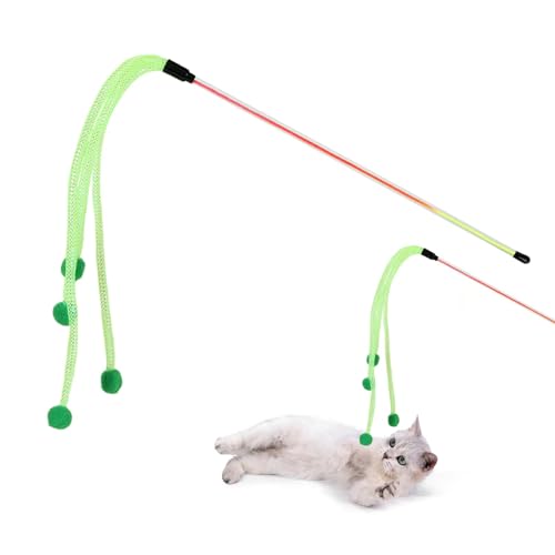 Katzenstabspielzeug, Federstab Cat Toy, Interaktive Spielzeug für Katze, Katzenfeder Teaser, Federn Zauberstab Katzenfischereisen, Katzenspielzeug Interaktiver Feder Teaser für Kätzchen Spaß von Dreuhuing