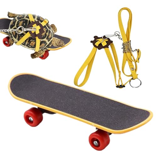 Schildkröten-Seil und Skateboard-Set, Schildkrötengeschirr-Seil-Set, vielseitiges Bartdrachen-Geschirr, Reptilien-Skateboard, lustiges verstellbares Schildkröten-Walking-Seil, Schildkrötenspielzeug, von Dreuhuing