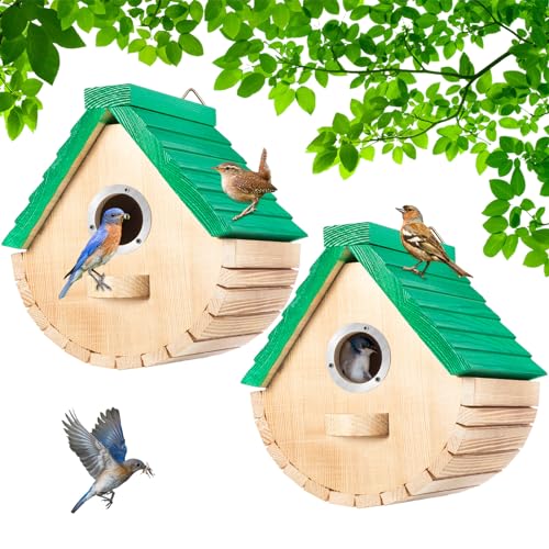 Dreyoo Vogelhäuser aus Zedernholz, für den Außenbereich, 3,8 cm Eingangsloch, Vogelhäuser aus Holz mit Metallschutz, sicherer Verriegelung, Jungfrillen, Lüftungsschlitze für Blauvögel, Zaunkönig, von Dreyoo
