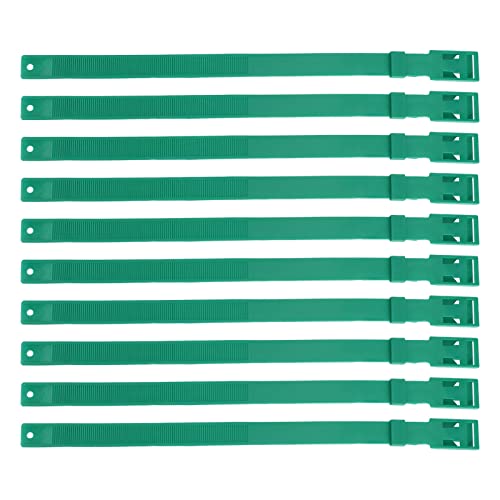 10 Stück Ziegenhalsband, Nutztierhalsband, PU-Material, ca. 59 cm, zum Markieren und Unterscheiden, verstellbares Halsband für Kuh, Ziege, kleines Nutztier, Haustier, Ziege, (Green) von DriKou