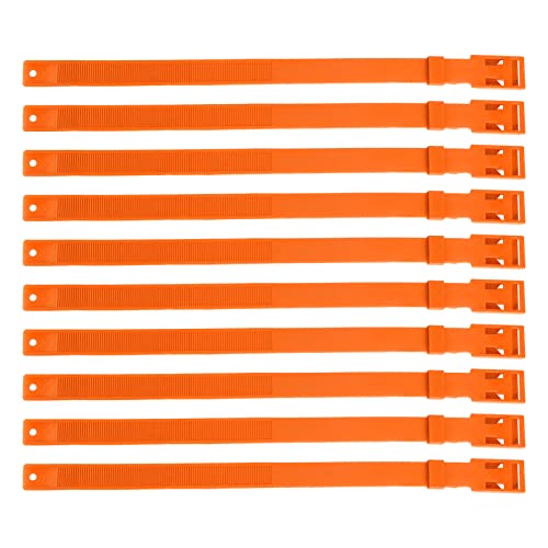 10 Stück Ziegenhalsband, Nutztierhalsband, PU-Material, ca. 59 cm, zum Markieren und Unterscheiden, verstellbares Halsband für Kuh, Ziege, kleines Nutztier, Haustier, Ziege, (Orange) von DriKou