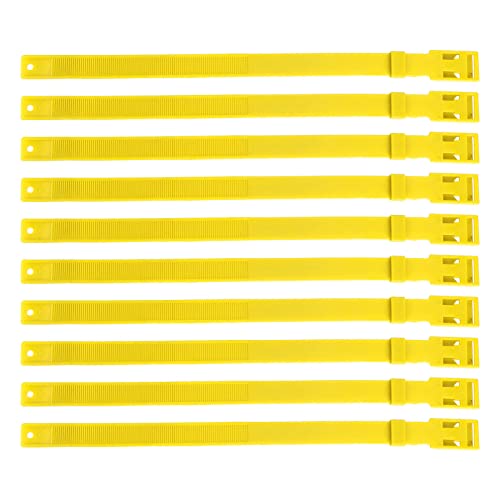 10 Stück Ziegenhalsband, Nutztierhalsband, PU-Material, ca. 59 cm, zum Markieren und Unterscheiden, verstellbares Halsband für Kuh, Ziege, kleines Nutztier, Haustier, Ziege, (Yellow) von DriKou