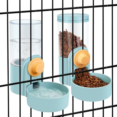 Pet Feeder Waterer Hanging Dog Cat Food Water Dispenser, Automatic Gravity Feeder Waterer Set for Cage Pets, Travel Food Water Bowl Rabbit Feeder for Frettchen Small and Medium Animals (Purple) von DricRoda