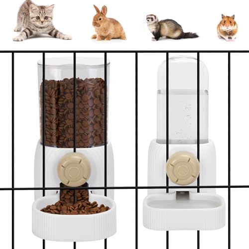 Pet Feeder Waterer Hanging Dog Cat Food Water Dispenser, Automatic Gravity Feeder Waterer Set for Cage Pets Travel Food Water Bowl for Small and Medium Animals von DricRoda