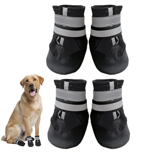 Dricar Hundestiefel, Set aus 4 Anti-Rutsch Hundeschuhen, Stiefel Wasserfeste Schutzkleidung für Hunde für Hunde in den Größen Klein Mittelgroß und Groß (Schwarz, S) von Dricar