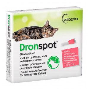 Dronspot 60 mg/15 mg Spot-on Lösung für Katzen (2,5 - 5 kg) 2 Pipetten von Dronspot