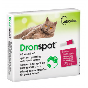 Dronspot 96 mg/24 mg Spot-on Lösung für Katzen (5-8 kg) 2 Pipetten von Dronspot