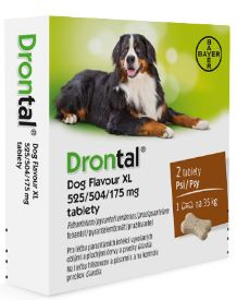 Drontal Large Dog / XL 525/504/175 mg Entwurmungsmittel 10 Tabletten von Drontal