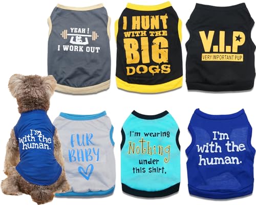 6 Packungen extra kleine Hunde Welpen Shirts Mama Junge Hund Kleidung lustig süß I Love My Dad T-Shirt für kleine Hunde Mädchen XS Welpen T-Shirt Katze Kleidung Weibliche Weste Bekleidung von DroolingDog