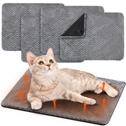 Drydiet Selbstwärmendes Katzenbett, 40,6 x 50,8 cm, selbstheizend, rutschfest, thermische Haustiermatte, waschbar, Haustierhütte, Bettmatte, abnehmbarer Bezug, Katzendecke für drinnen und draußen, 4 von Drydiet