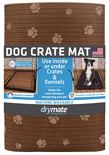 Drymate Hundekäfig-Matte, absorbiert Urin, wasserdicht, rutschfest, waschbar, für Hundehütten-Training – Verwendung unter dem Haustierkäfig zum Schutz von Böden, dünn geschnitten, hergestellt in den USA, braun, 68,6 x 106,7 cm cm) von Drymate