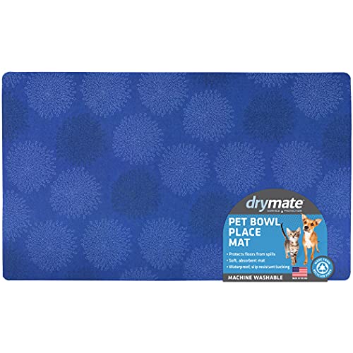 Drymate Good Medicine Blue 8 Futternapf-Platzset, für Hunde und Katzen, saugfähiges Gewebe, wasserdichte Unterseite, rutschfest, maschinenwaschbar, strapazierfähig, 30,5 x 50,8 cm von Drymate