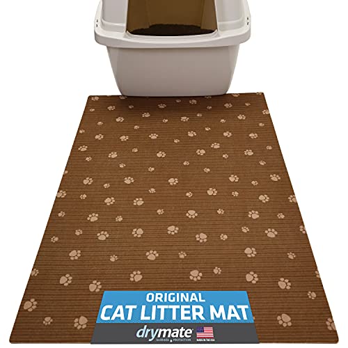 Drymate Katzenstreu Matte, weich auf Kitty Pfoten – saugfähig/wasserdicht/urinfest – maschinenwaschbar, langlebig (USA hergestellt) (50.8x71.1 cm) (BrownStripeTanPaw) von Drymate