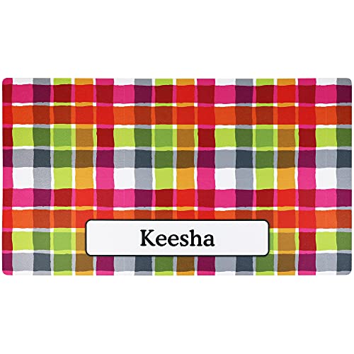 Drymate Personalisierte Pet Place Mat – Rosa Plaid, Personalisierte hundenapfmatte, Large - 16" x 28", rose von Drymate