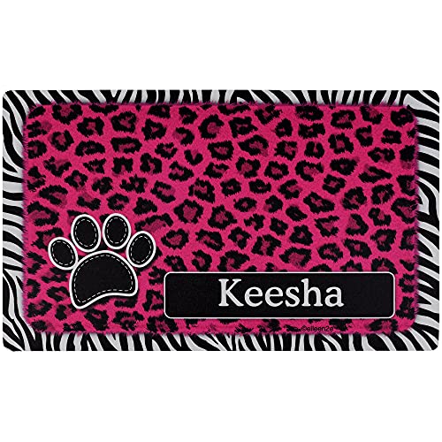 Personalisierte Pet Tischset 30,5 x 50,8 cm – furtitude Custom Tiernahrung Matten, Leopard/Zebra - Pink von Drymate