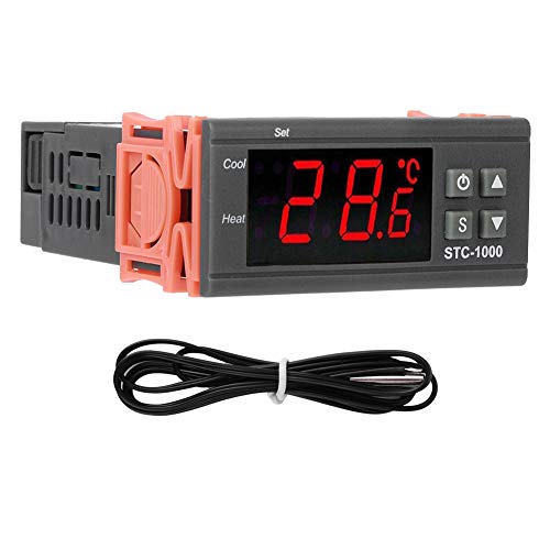 Dsacxixai STC-1000 Temperaturregler, digitaler Thermostatregler mit LCD-Display und Sensorsonde (AC110~220V) von Dsacxixai