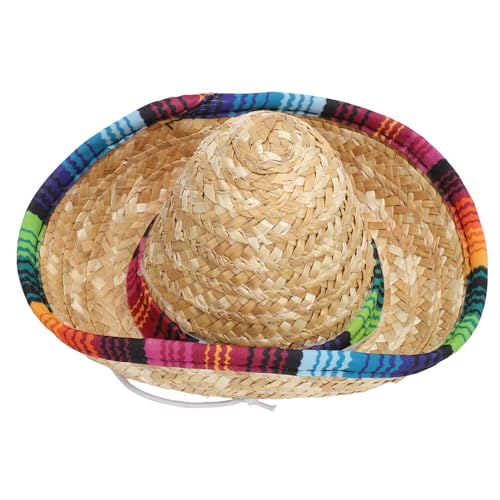 Hunde-Sombrero-Hut, Klassische Retro-Haustier-Sonnenbrille und verstellbare Haustierkette, mehrfarbige Haustier-Sombrero-Hüte für kleine Hunde und Katzen von Dsacxixai