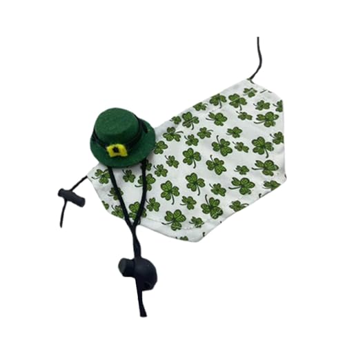 Dtaigou Echsenkleidung und Hut, Hausplastkostüm - Shamrock Muster Bandanas Welpenparty Kleidung | Irish Festival Cosplay -Kostüm, Kleintieranzug für Echsenhamster Leopard Gecko von Dtaigou