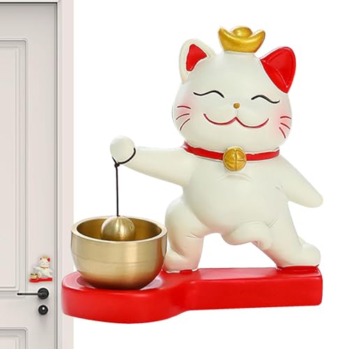 Dtaigou Fortune Cat Türklingel, Ladenbesitzerklingel zum Türöffnen - Selbstklebende Türklingel | Entzückendes Türklingel im Glückskatzen-Design, Ring-Türklingel-Dekoration, einzigartiger Kleber, der von Dtaigou