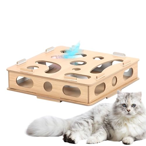 Dtaigou Holzkatze Spielzeug, Katzenpuzzlespielzeug - Interaktive Toy Box Holzkatze Kratzer,Jagd Catch Mice Game Mental Pet Accessoires für Spiel & alle Rassen Dtaigou Holzkatze Spielzeug, Katzenpuzzlespielzeug - Interaktive Toy Box Holzkatze Kratzer,Jagd Catch Mice Game Mental Pet Accessoires für Spiel & alle Rassen von Dtaigou