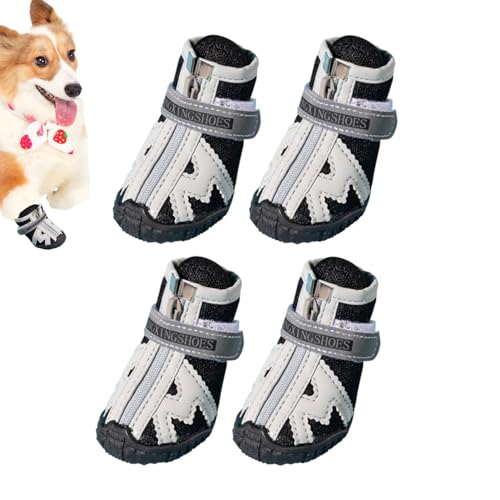 Dtaigou Hundeschuhe Anti-Rutsch,Hundeschuhe atmungsaktiv - 4 Stück Outdoor-Stiefel für Hunde - Hundestiefel in 5 Größen mit robuster Gummisohle, atmungsaktive Hundestiefel, rutschfest für den Sommer, von Dtaigou
