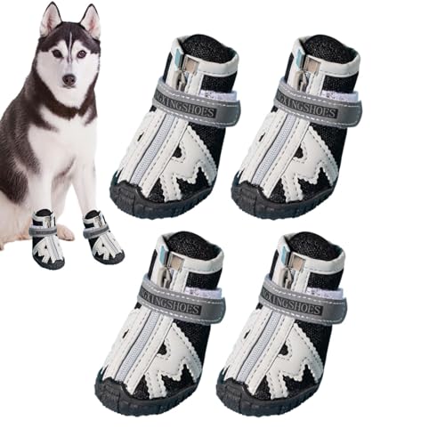 Dtaigou Hundeschuhe Outdoor,Hundestiefel | Hitzeschutz-Pfotenschutz,Rutschsichere Hundeschuhe mit robuster Gummisohle, atmungsaktive Hundeschuhe in 5 Größen für Hartböden im Innenbereich von Dtaigou