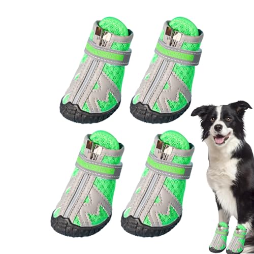 Dtaigou Hundeschuhe Outdoor,Hundestiefel - Hundestiefel mit reflektierendem,Rutschsichere Hundeschuhe mit robuster Gummisohle, atmungsaktive Hundeschuhe in 5 Größen für Hartböden im Innenbereich von Dtaigou