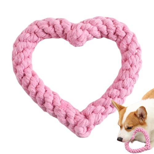 Dtaigou Hundeseilspielzeug,Seilspielzeug für Hunde - Unzerstörbares Hundespielzeug - Valentine Hundeseilspielzeug, herzförmiges Haustier-Kauspielzeug für kleine mittelgroße Hunde, Zahnen und Reinigen von Dtaigou