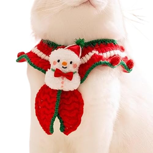 Dtaigou Katzen-Weihnachtshalsband, weihnachtliches gestricktes Katzenhalsband,Weihnachtskragen-Schal-für Katze - Polyester-Winter-Katzenhalswärmer für Erwachsene Katzen, kleine Hunde, Kaninchen, von Dtaigou