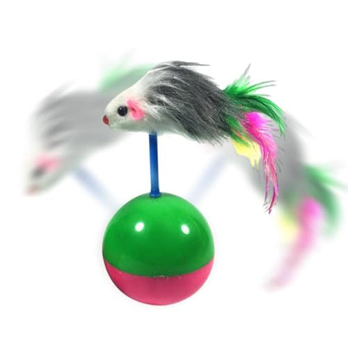 Dtaigou Katzenbälle, Katzenspielzeugball - Katzen-Teaser-Mäuse-Ball-Spielzeug,Leichtes Katzenspielzeug mit Sound, buntes Feder-Mausspielzeug, interaktiv für Hauskatzen von Dtaigou