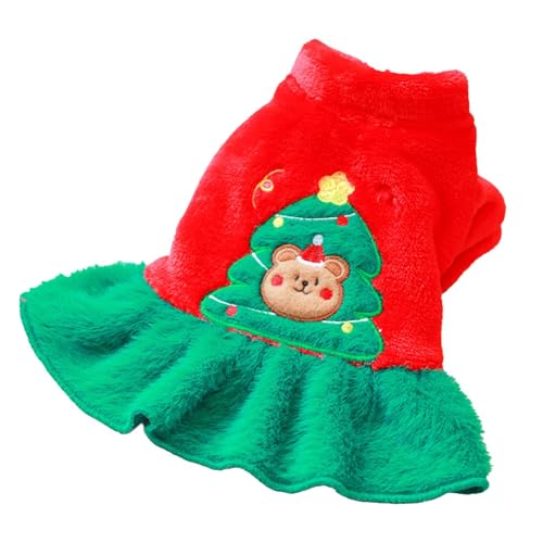 Dtaigou Mädchen-Hunde-Weihnachtsoutfit, Haustier-Weihnachtskleid - Winterkleidung Hundekleid,Warme Haustierkleider, Katzenbekleidung, Hunde-Weihnachtsoutfit für kleine und mittelgroße Hunde und Katzen von Dtaigou