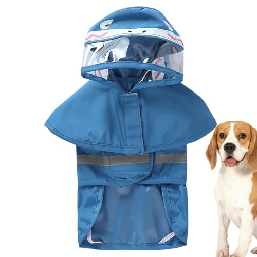 Dtaigou Regenmantel für Hunde, Regenjacke für Hunde - Kapuzen-Haustier-Regenmäntel mit reflektierenden Streifen - Vollständige Schwanzabdeckung, Cartoon-Tier-Stil, Heimtierbedarf, verstellbare Taille von Dtaigou