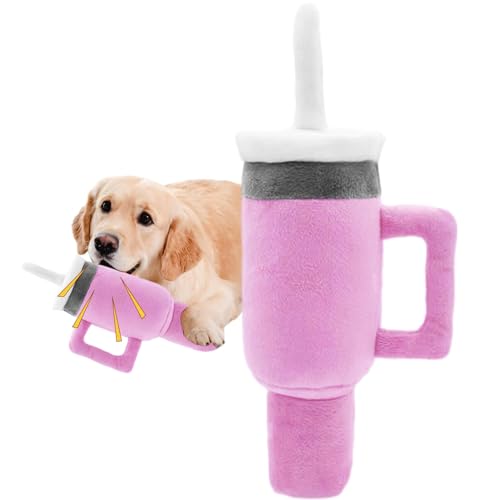 Dtaigou Tasse Plüsch-Hundespielzeug,Plüsch-Kaffeetasse-Hundespielzeug - Langlebiges Plüsch-Kauspielzeug,Quietschendes, langlebiges Haustier-Kaubissspielzeug, weiches Hundezahnbürsten-Kauspielzeug, von Dtaigou