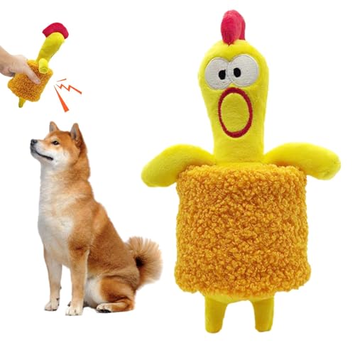 Dtaigou Weiches Hunde-Puzzlespielzeug, Plüsch-Hundespielzeug mit quietschendem Huhn - Chicken Wear Schal-Design Welpen-Leckerli-Spender, langsamer Futterspender - Plüsch-Hundespielzeug mit von Dtaigou