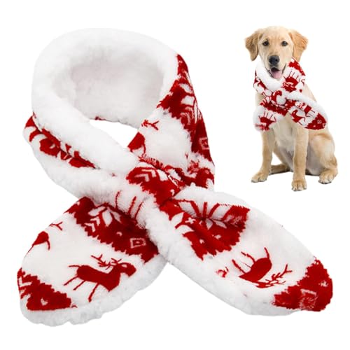 Dtaigou Weihnachts-Haustier-Schal, Hunde-Bandanas - Plüschschal Urlaubs-Haustierschal Halsbekleidung,Feiertags-Haustier-Schal, Halsbekleidung, Haustier-Schal, Plüsch-Schal, Neujahr, Weihnachten, von Dtaigou