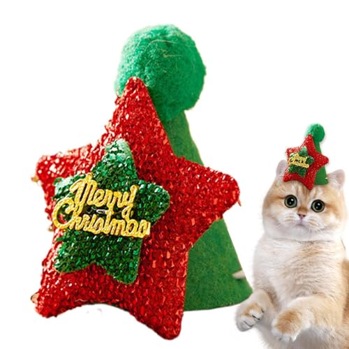 Dtaigou Weihnachtsmannmütze für Kätzchen, Weihnachtsmützen für Katzen | Kätzchenkostüme Haustier Katze Weihnachtsmütze - Weiche Plüsch-Katzenmütze, weihnachtliche Welpenmütze für Katze, Welpe, Hund, von Dtaigou