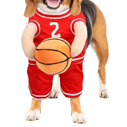 Hunde-Basketballspieler-Kostüm, Basketball-Kostüm mit Ball, Hunde-Basketballkleidung, Ball, Haustier-Kostüm, lustiges Sportoutfit für Cosplay von Dtaigou