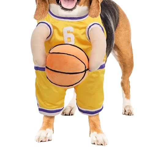 Hunde-Basketballspieler-Kostüm, Basketball-Kostüm mit Ball, Hunde-Basketballkleidung, Ball, Haustier-Kostüm, lustiges Sportoutfit für Cosplay von Dtaigou