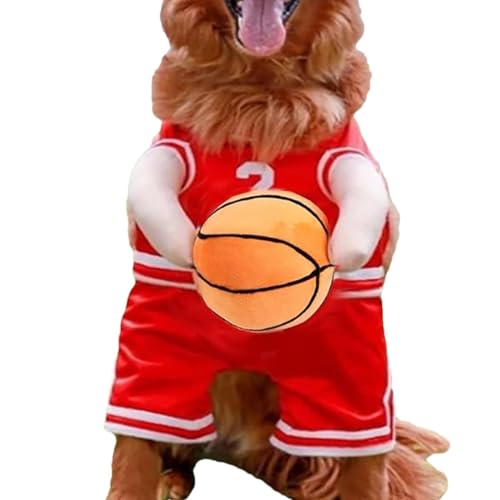 Hunde-Basketballspieler-Kostüm, Basketball-Kostüm mit Ball, Hunde-Basketballkleidung, Ball, Haustier-Kostüm, lustiges Sportoutfit für Cosplay von Dtaigou