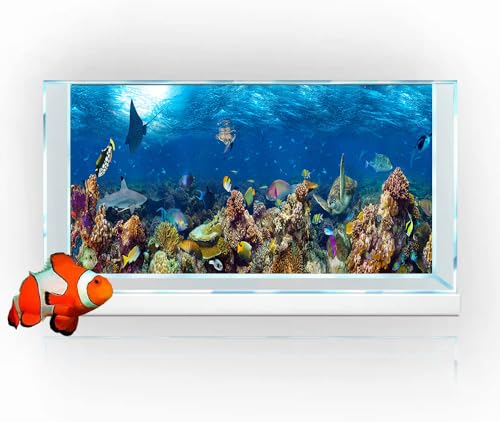 Dtekoj Aquarium-Hintergrund unter dem Meer, Korallenriff-Landschaft, Terrarium-Hintergrund, Unterwasser-Hintergrund, Ozean, Aquarium-Hintergrund mit doppelseitigem 10EVA-Klebeband, 122 x 61 cm von Dtekoj