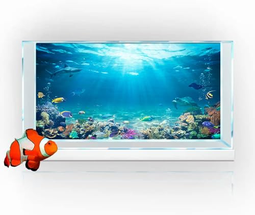 Dtekoj Aquarium-Hintergrund unter dem Meer, Korallenrifflandschaft, Terrarium-Hintergrund, Unterwasser-Organismus, Aquarium-Hintergrund mit doppelseitigem 10EVA-Klebeband, 122 x 61 cm von Dtekoj