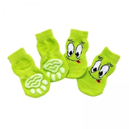 Dualoai 2x4 Stücke Warme Welpensocken für Hunde Und Katzen Weiche Stricksocken für Haustiere Niedliche Cartoon Anti Rutsch Socken für Kleine Hunde Atmungsakti von Dualoai