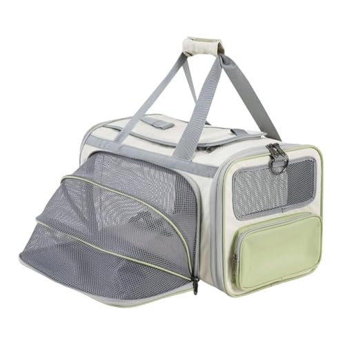 Dualoai Cat Carrier mit Erweiterbarem Design für Reise Und Outdoor Aktivitäten, Grau Grün von Dualoai