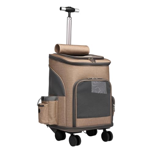 Dualoai Cat Trolley Hülle Hunde Rucksack Haustierstasche für Welpen Kätzchen kleine Tiere Katzen Katzen, Braun von Dualoai