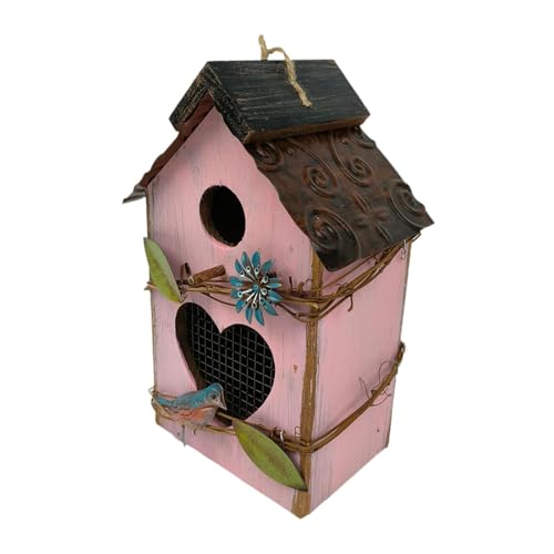 Dualoai Hängende Vogelhäuschen für draußen, Vogelschutz, Gartendekoration für Bauernhaus, ROSA von Dualoai