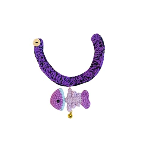 Dualoai Handgemachtes Halsband für Kätzchen mit Halloween-Motiv, gestricktes Lätzchen, Haustierhalsbänder, bequemes Partykostüm-Accessoire für, Fish Shaped L von Dualoai