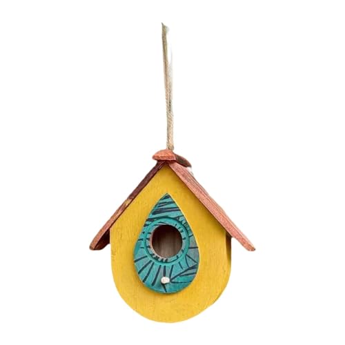 Dualoai Hanging Bird House Outdoor Garden Decor Dekorative Vogelhaus Vogelhütte für Garten, Gelb von Dualoai