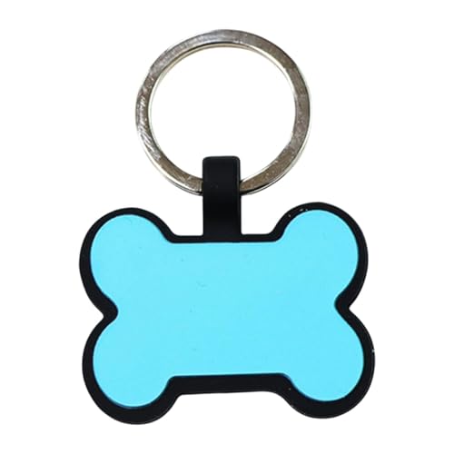 Dualoai Haustier ID Tag, leeres Design für Hunde und Katzen mit Schlüsselring, Knochenform, Blau von Dualoai